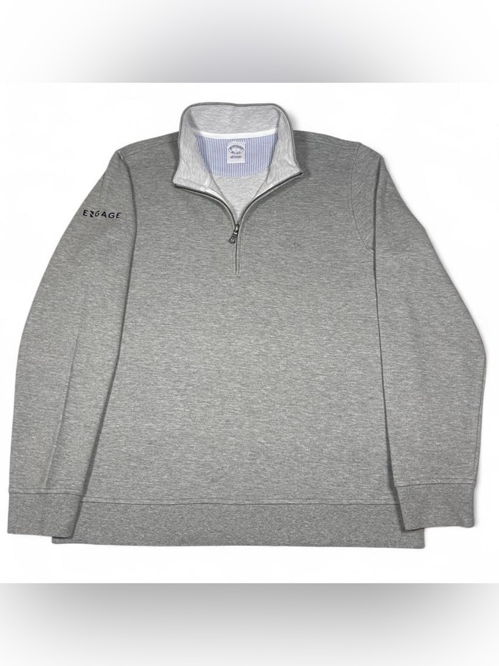 Brooks Brothers Grey Quarter Zip Pullover Men’s Size L Logo Golf Outdoors Q-Zip
